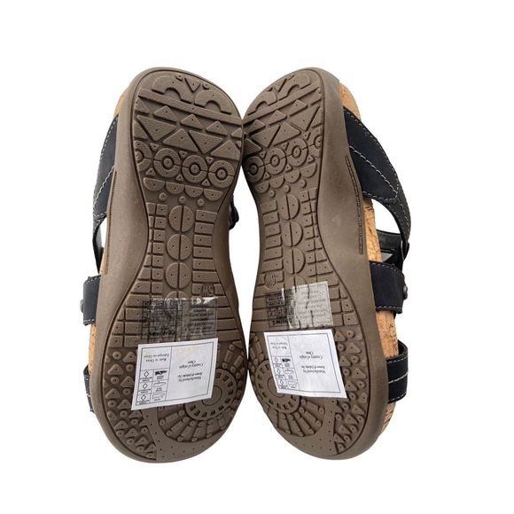 Bearpaw Black Leather Kai II Wide Sandals Size 5 - Picture 3 of 3